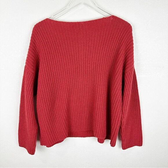 Vince. Red Alpaca Boat Neck Sweater Cable Knit Pullover M - Picture 2 of 5